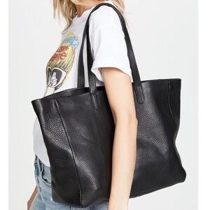 BAGGU Black Leather Tote Bag